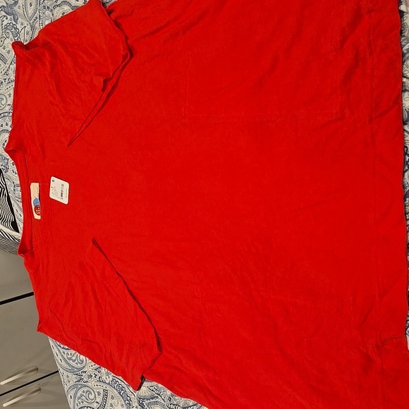 New Free People Beach Red Oversized T-Shirt Extreme Mini Dress In Red Atlas - Picture 2 of 6